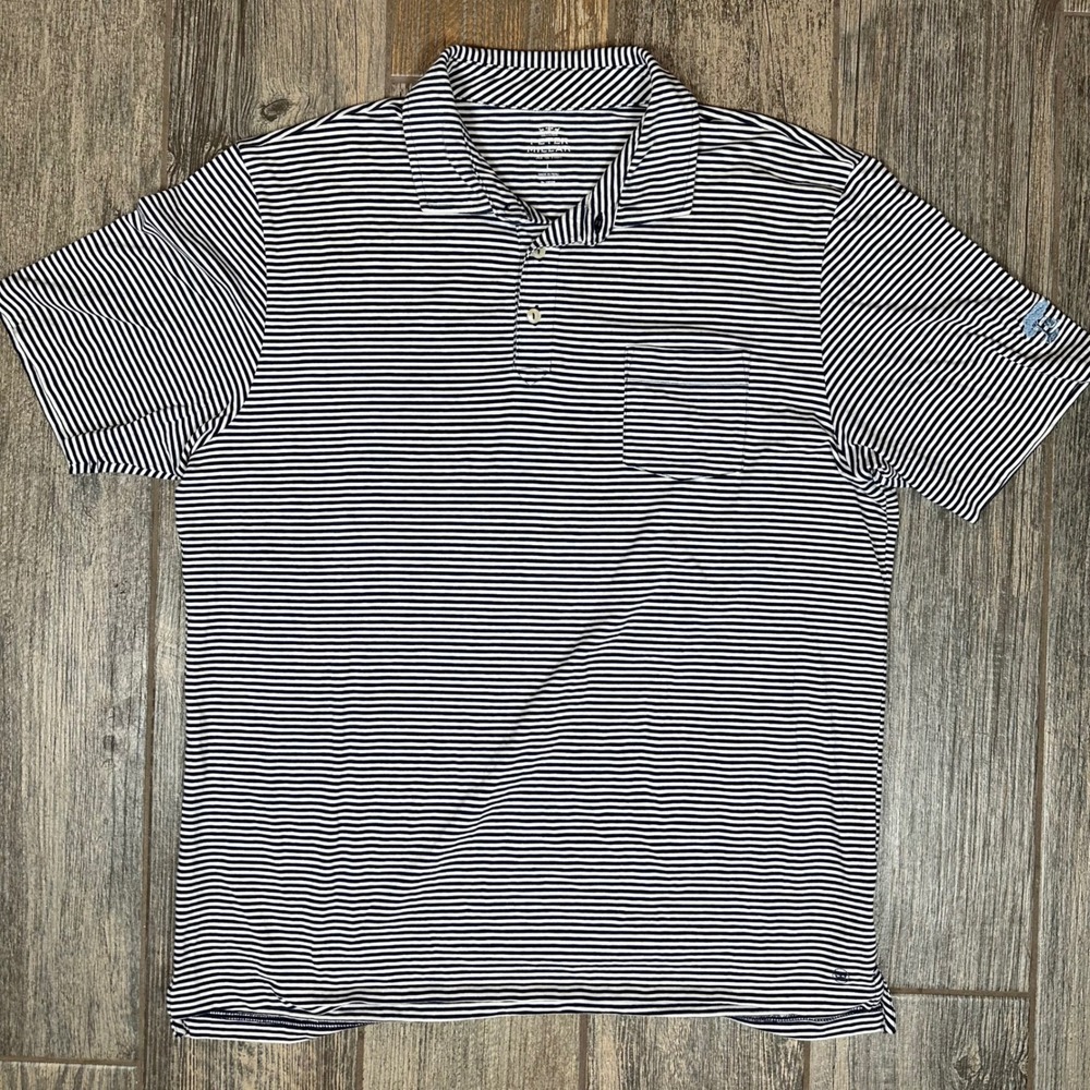 Peter‎ Millar Men's Striped Polo Shirt Sea Island Collection Size L